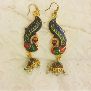 Enamel Peacock Earrings